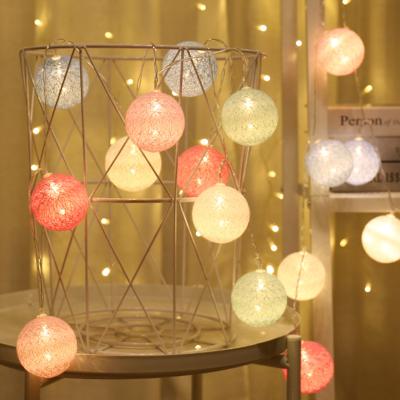 China Indoor Battery 10m Cotton Ball 1.5m 3m 6m Colorful LED Cotton Ball String Light For Baby Room Decoration for sale