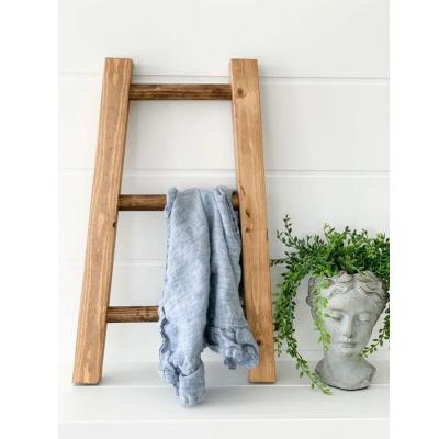 China Europe Distressed Solid Wood Ladder Bathroom Towel Ladder Mini Tea Towel Ladder Rustic Kitchen Organization Mini Towel Hanger Dish Ladder for sale