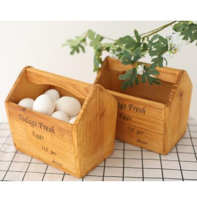 China Vintage viable farmhouse wood basket and old farmhouse wood primitive kitchen basket chicken egg decor kitchen table egg basket for sale