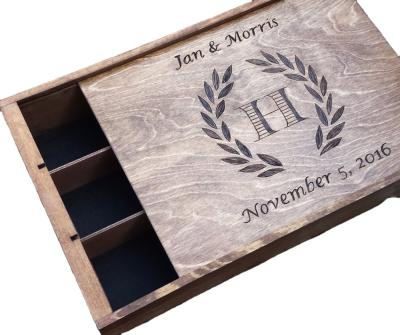 China Recyclable Monogram Three Bottles Wine Box , Anniversary Wooden Wine Crate for sale