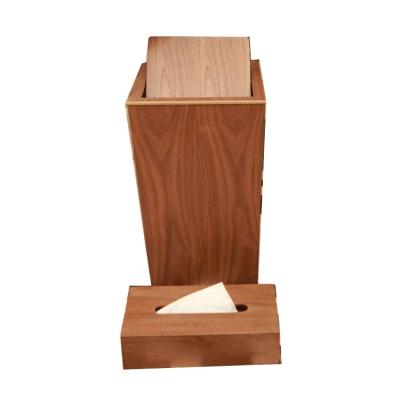 China Simple Viable Creative Nordic Style Flip Lid Trash Bin And Tissue Wooden Box for sale