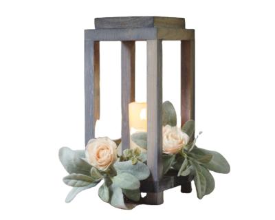 China Rustic Gray Farmhouse Wooden Lantern / Rustic Candle Holder for Rustic Wedding or Farmhouse Party for sale