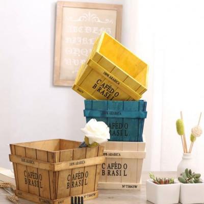 China Vintage Handmade Wholesale Wooden Planter Succulent Plants Pots for sale