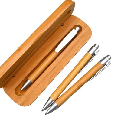 China office & School Pen New Bamboo ballpen metal natural wooden bamboo pen tip box craft promotional pen with logo printed for sale