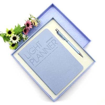 China A5 hardcover diary pen set sky blue notebook pen set. for sale