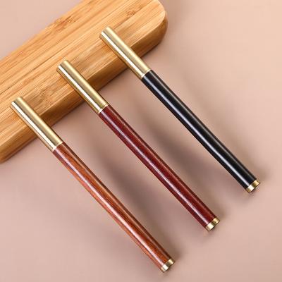 China Promotional Wood Signature Pen Haevy Luxury Mounted Roller Pen Wood Engraving Printing Custom Logo Pens. for sale