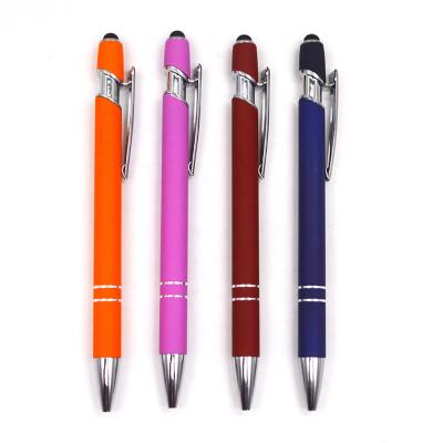 China office & School Promotional Pen Metal Rubber Finish Soft Pen Custom Logo Stylus Ballpoint Pen for sale