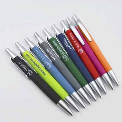 China Westin Sheraton Promotional Pen Soft Touch Hotel Pen Custom Logo Rubber Finish Plastic Ballpoint Pen for sale