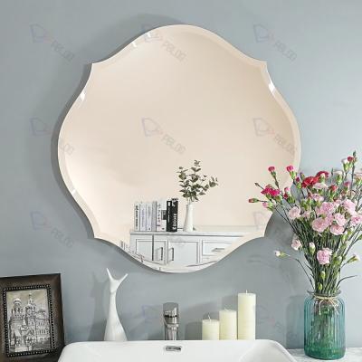 China Hand made mirror for wall decoration for bedroom irregular silver frameless wall mirror decoration for sale