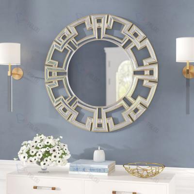 China Venetian Modern Luxury Gold Minimalist Round Wall Decor Hewn Accent Mirrors for sale