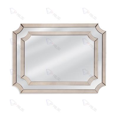 China Large minimalist gold wall mirror for bedroom decor framed rectangle wall mirror decoration for sale