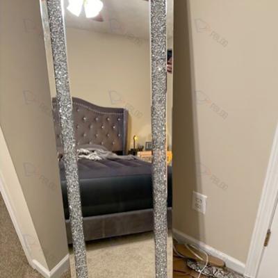 China Art Decor Silver Diamond Position Mirror Bevel For Bedroom Floor Oversized Mirror for sale