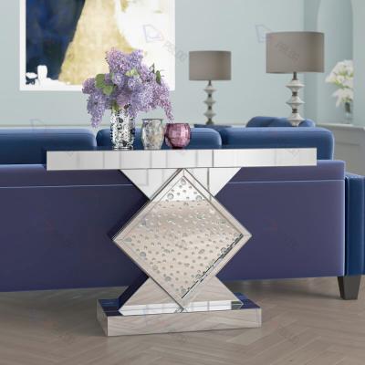 China Modern Mirrored Glass Furniture Entrance Modern European Style Mirrored Bedside Table for sale