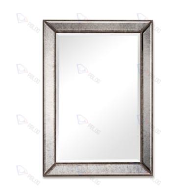 China Minimalist Decorative Mirror For Wall Wooden Silver Framed Rectangle Mirrors Decor Wall for sale