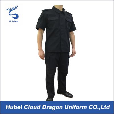 China Spezielle Kraft-kurze Hülsen-Polizei-taktische Uniform mit justierbarer Stulpe-Schwarz-Farbe zu verkaufen