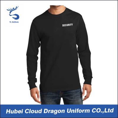 China Camisetas llenas negras de la manga del guardia de seguridad para el servicio redondo del OEM y del ODM del cuello de los hombres en venta