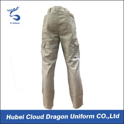 China Middle East Beige Security Guard Pants For Men / Police Cargo Pants Poly Cotton Canvas for sale