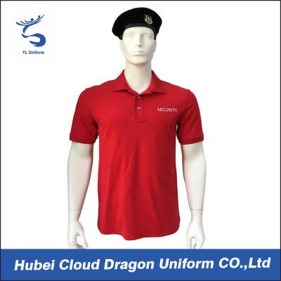 China Soft Feeling Red Premium Color Police Tee Shirts With 97% Cotton / 3% Spandex Materials for sale