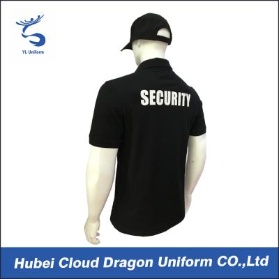 China CVC Black Security T Shirt / Mens Polo Shirts With Pockets , Embroidery / Print Logo for sale