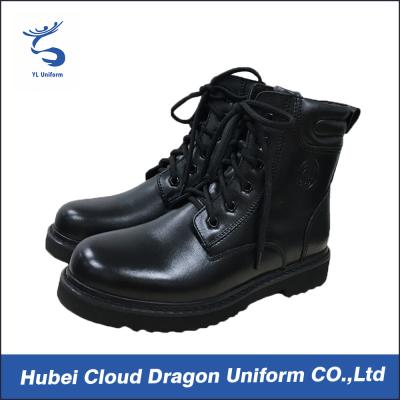 China Taktische echtes Leder-Sicherheitsbeamte-Fußbekleidung, dauerhafte Polizei-Uniform-Stiefel zu verkaufen