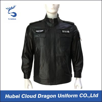 China Customized Autumn Genine Black Security Jacket , 100% Real Leather for sale