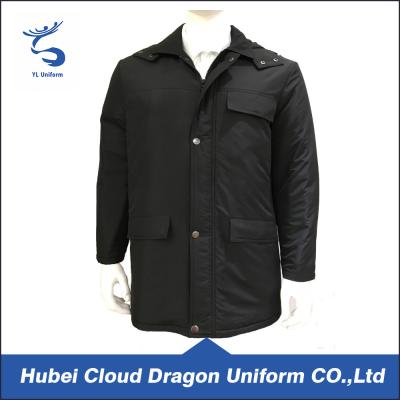 China Warmly Black Long Security Guard Coats , Plus Size Men Working Clothes for sale