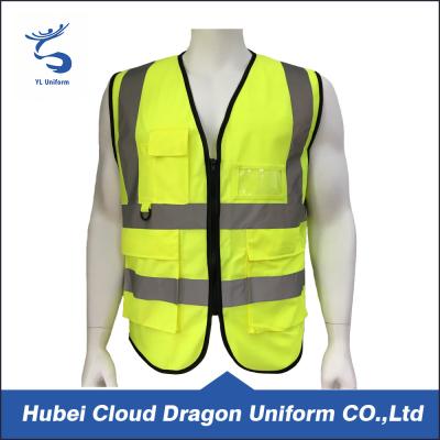 China Yellow Mesh Security Guard Jackets Reflective Safety Vest Customized Logo for sale