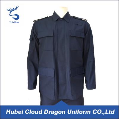 China Dark Navy Poly Cotton Bdu Shirt Rip Two Pocket OEM & ODM Service for sale