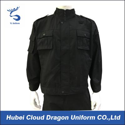 China Poly Cotton Black Swat Security Workwear Uniforms Embroidery Logo For Police Duty for sale