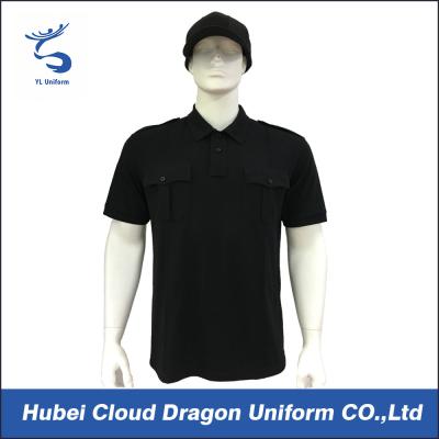 China Formal Cotton Security Guard T Shirts , Custom Security Polo Shirts Standard 2 Button Placket for sale