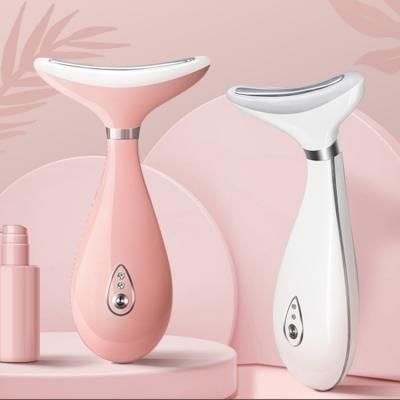 China Face Lift Vibration Heating Ion Introduction Sonic Facial Massage And Neck Care Beauty Lifting Instrument for sale