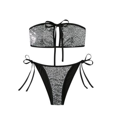 China Europe and America Solid Color Breathable Popular Reflective Bikini Fast Selling 2023 Amazon Swimwear Hot Selling Split Swimwear for sale