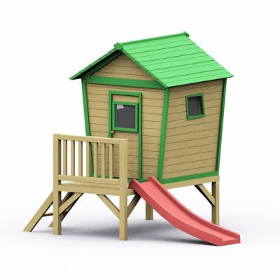 China Wholesale Wooden Playhouse Easily Assembled With Outside Slide Cheap Wooden Playhouse For Kids And Children for sale