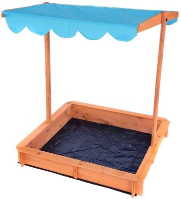 China Wooden Kindergarten Sand Mines Wooden Toys With Adjustable Canopy Sun Shade Sandpit For Children for sale