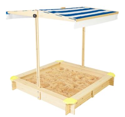 China Luxury Wooden Kids Sandbox Wooden Playground with Canopy Bench Small Sandbox for Kids for sale