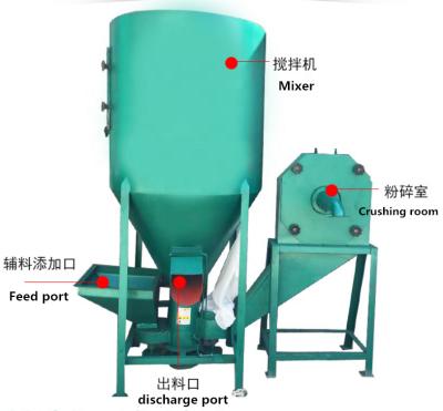 China High Efficiency Low Cost 240-360kg/hour and 1-1.5ton/hour Cattle Feed Mixer Small Animal Feed Crusher And Mixer for sale