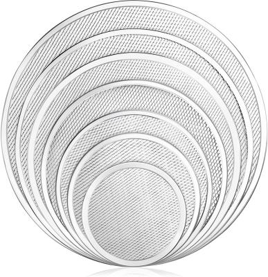 China Sustainable High Quality Stainless Steel Round Baking Tray Net Aluminum Flat Mesh Pizza Screen 6-22 Inch for sale