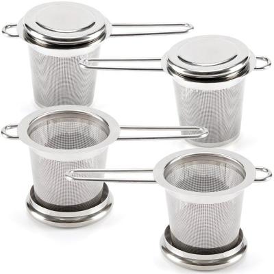 China Sustainable Double Fine Mesh Stainless Steel Loose Leaf Tea Infuser Strainer With Handle for sale