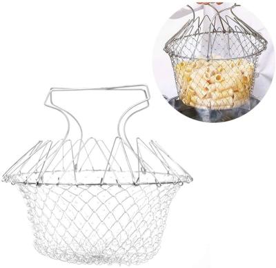 China Sustainable Stainless Steel Fine Mesh Foldable Wire Mesh Fry Basket For Party Use for sale