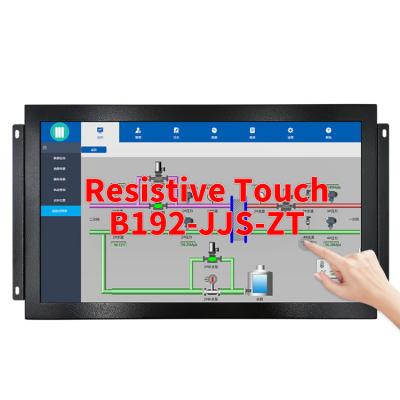 China 19.2 Inch LCD Monitor Resistive Touch For Industrial With Open Frame Ear Mount Metal Case HD-MI VGA BNC IPS Panel 483*275*45 mm for sale