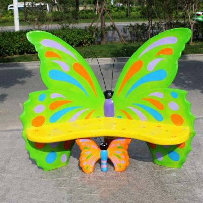 China Outdoor Forest Animal Cartoon Butterfly Fiberglass Garden Bench Garden Ornaments for sale