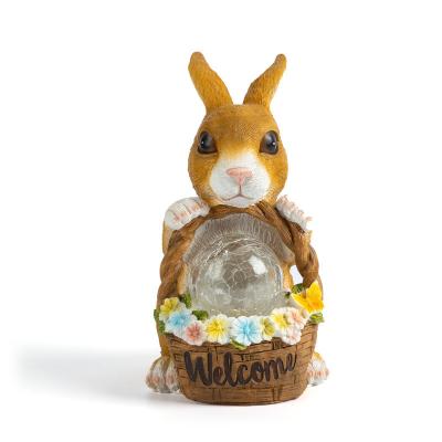 China Garden Resin Animal Rabbit Satue Light Solar Garden Lights Solar Led Outdoor Solar Light for sale