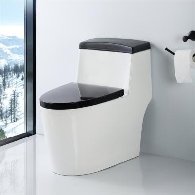 China 2021 New Design Double-Flow Ware s Toilet Bowl Trap Ceramic Toilet WC One Piece Black And White Color Bathroom Sanitary for sale