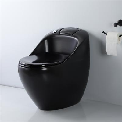 China Matte Black Egg European Sanitary Ceramic Round Shape Toilet Bowl Hotel Color Porcelain Double-flush Design Toilet Ware for sale