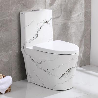 China New Design Double-Flow Hotel Chaozhou Modern Trap Bathroom Ceramic White Marble Wc One Piece Toilet Bowl for sale