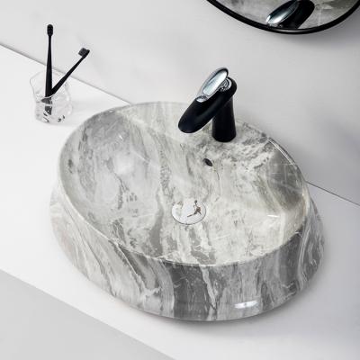 China Modern sanitary ware vessel sink hand basin waschbecken marmor marble ceramic bathroom sink for 4star hotel for sale