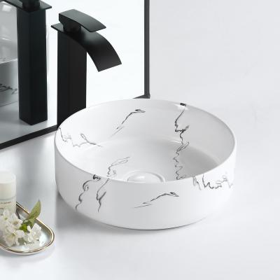 China Modern Sanitary Round Bowl Sanitary Round Ceramic Sink Countertop Hand Wash Basin Ware White Marble Basin for sale