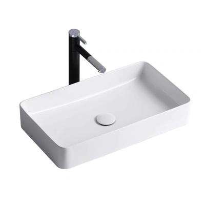 China Modern Rectangular Ceramic Bathroom Vanity Vessel Sink Washroom Hand Washroom Countertop Porcelain Hotel Wholesale Modern Wash Basin for sale