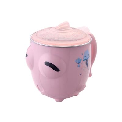 China Minimalist Custom Logo Children's Cutlery Cartoon Design Mug Stainless Steel Material Water Cup With Lid for sale