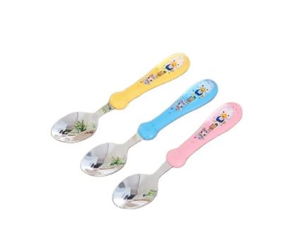 China Stainless Steel Minimalist Baby Food Spoon Baby Kindergarten Dispensing Tableware for sale